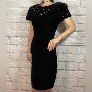 Vintage Donna Ricco velvet and pearl beaded cocktail dress